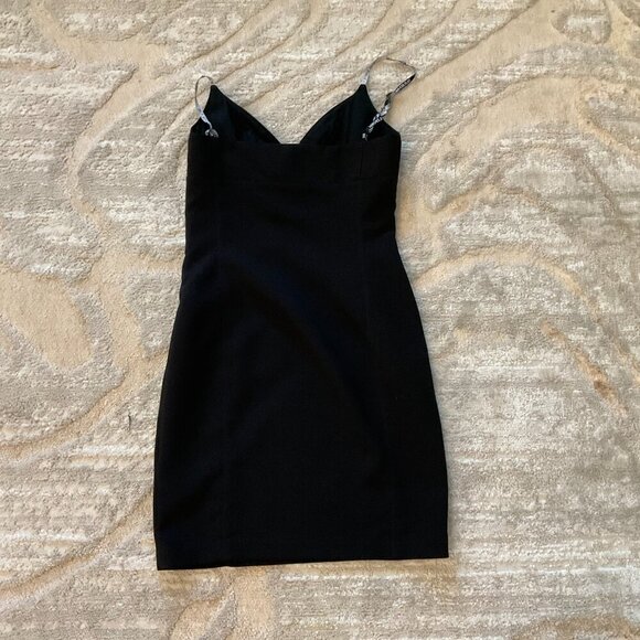 VERSACE JEANS V-Neck Mini Dress VERSACE WOMEN Logo straps mini dress Black - Picture 4 of 9